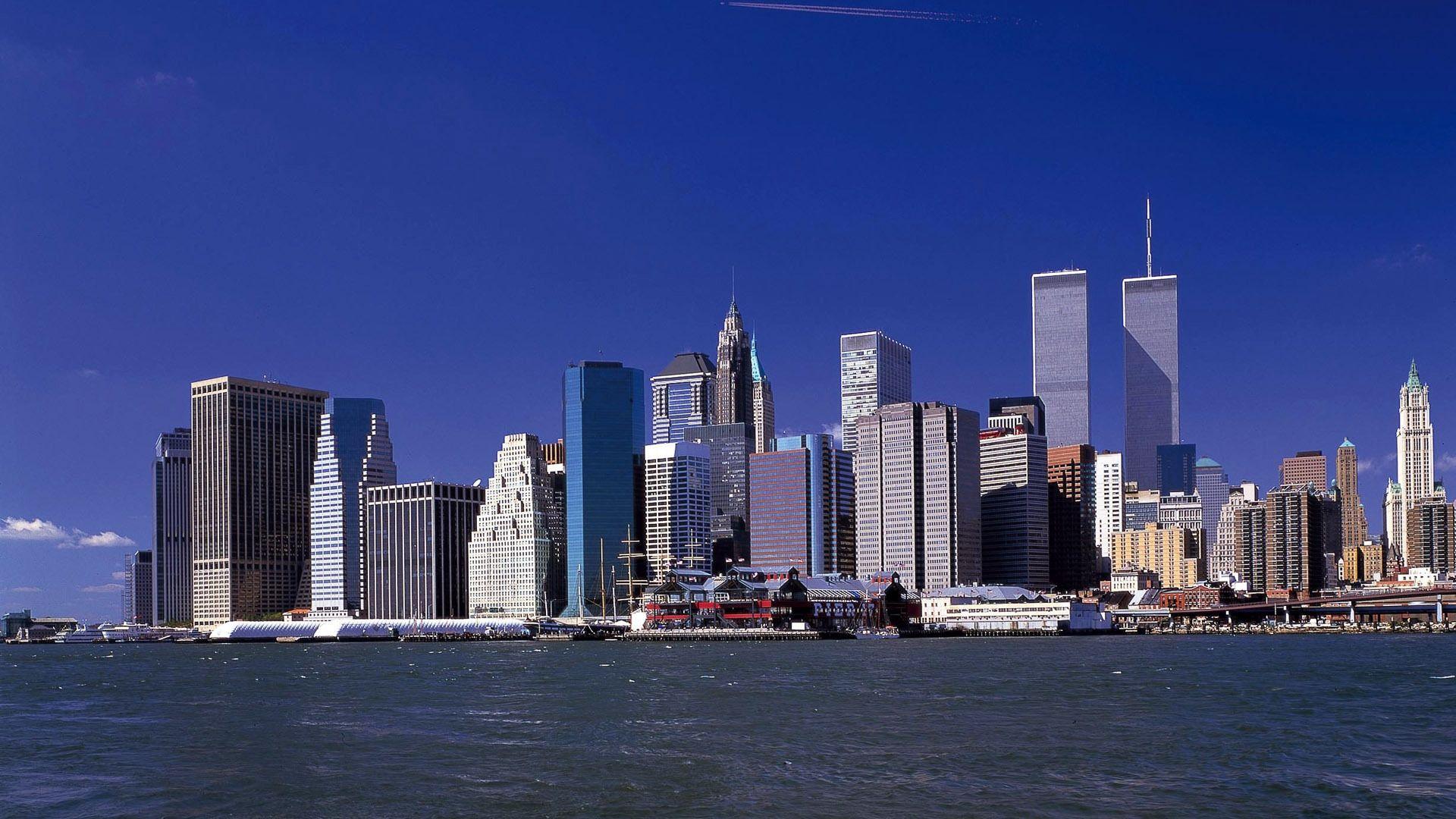 Download wallpaper 1920x1080 twin towers, new york, world trade