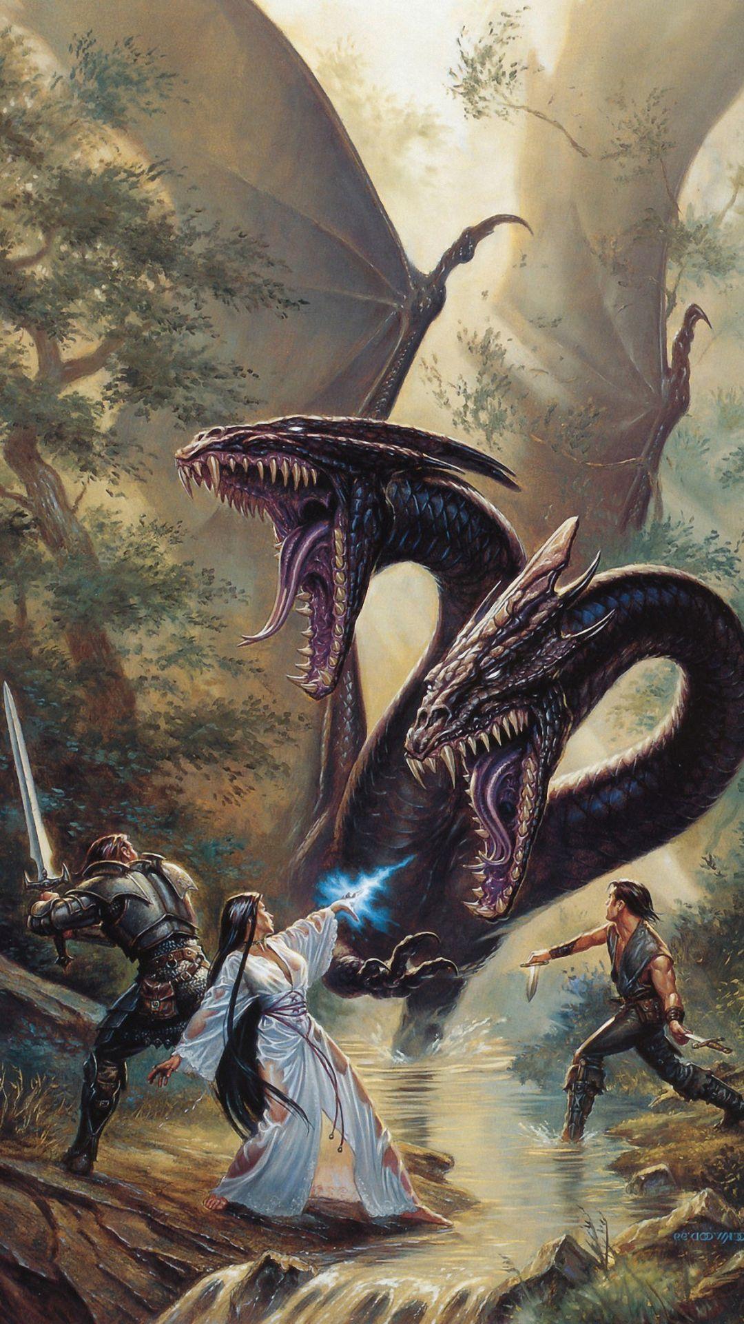Fantasy Fight Dragon iPhone 6s Wallpaper HD