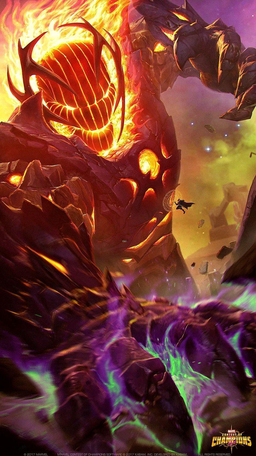 Marvel's Contest of Champions Dormammu wallpaper with a tiny Doctor