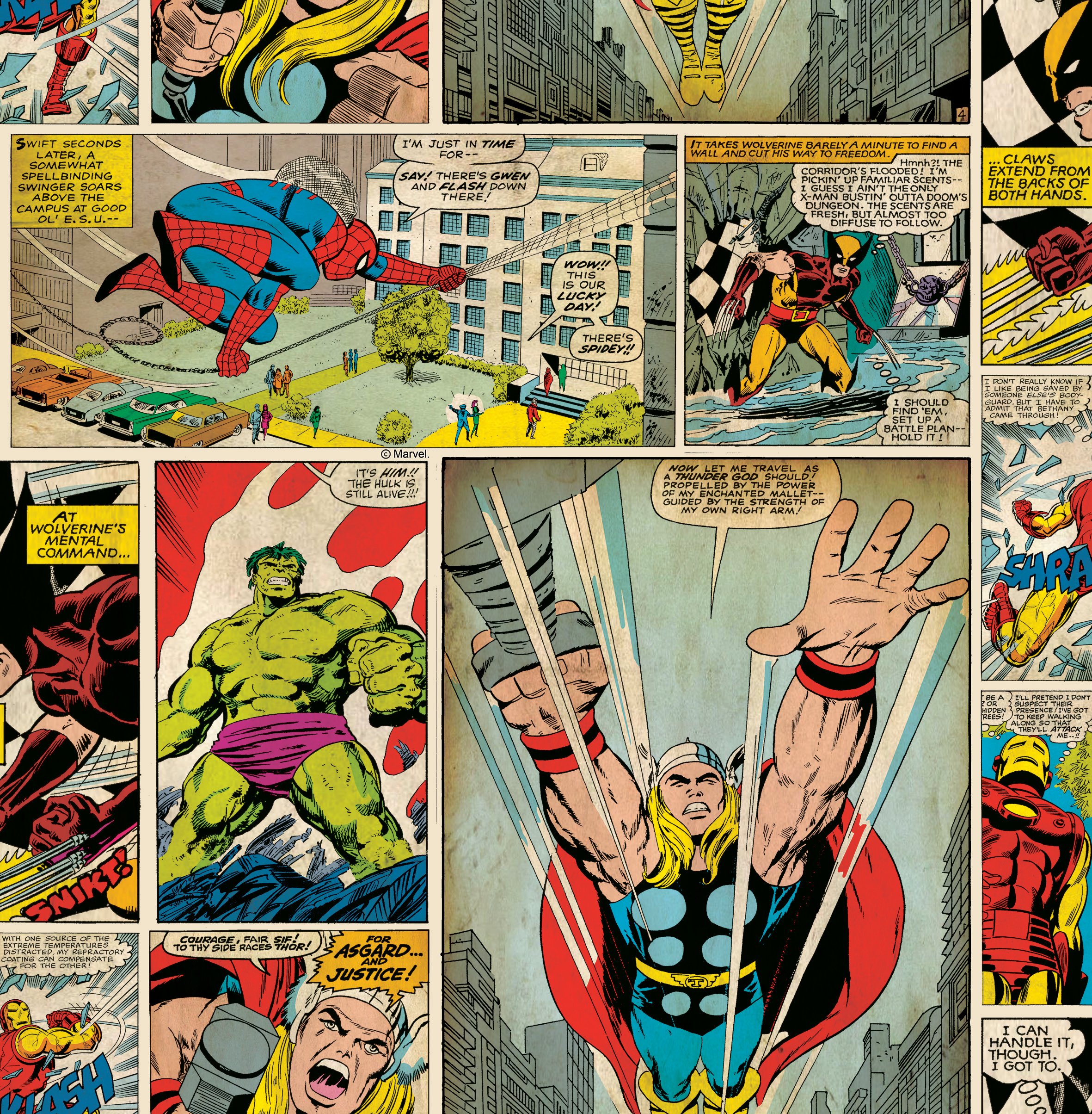 Marvel Comic Strip Wallpaper. I Love Retro