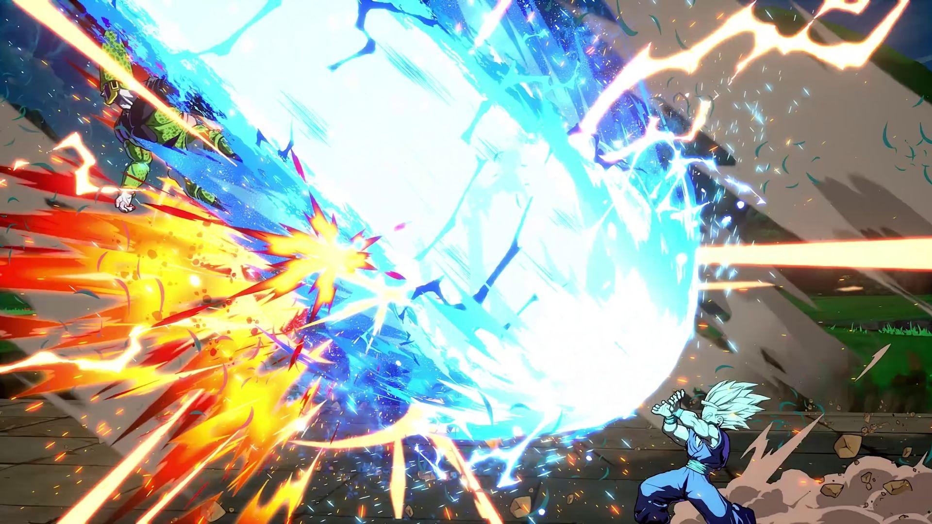 Gohan Kamehameha Wave vs Cell Dragon. Wallpaper