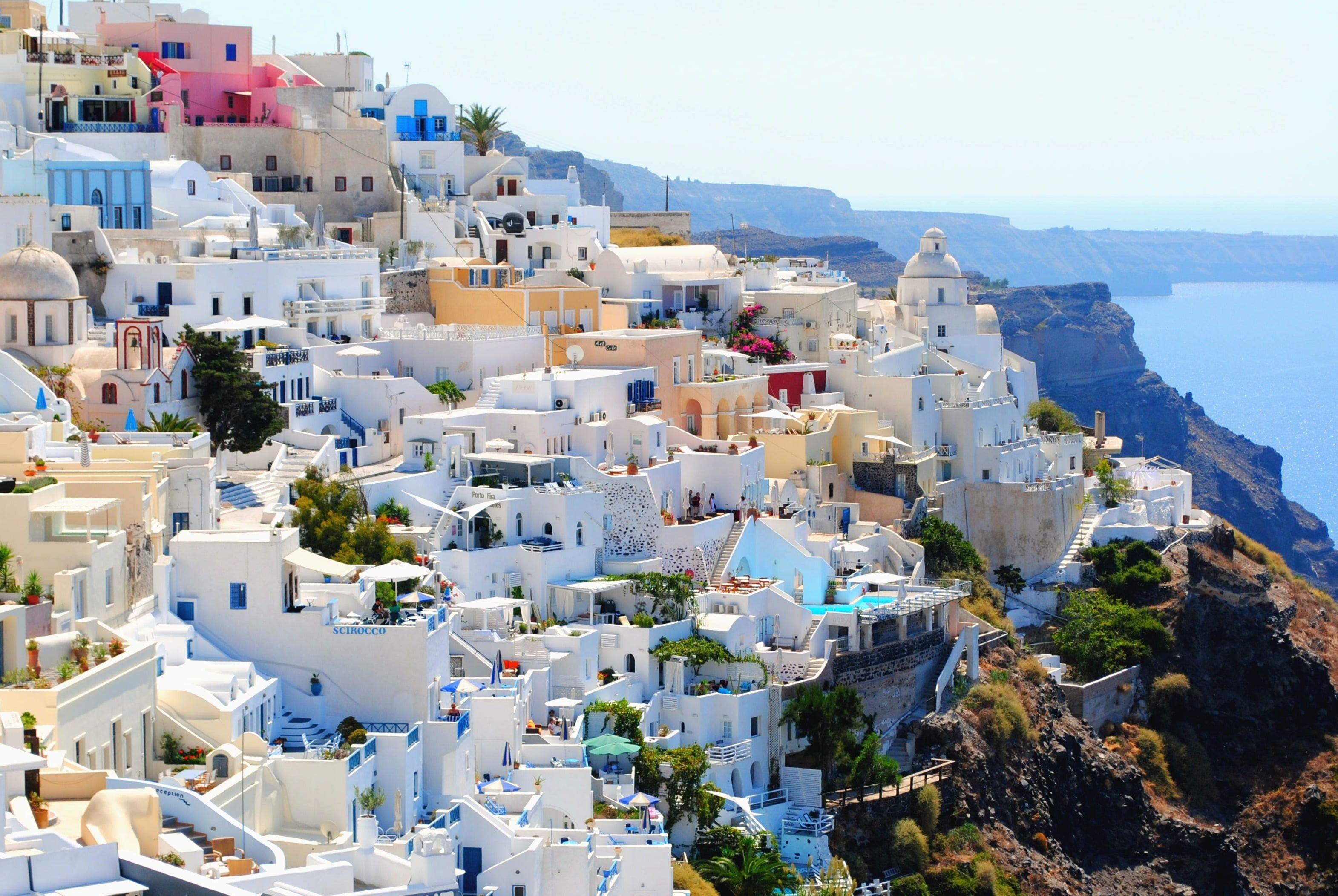 Santorini Greece during daytime HD wallpaper