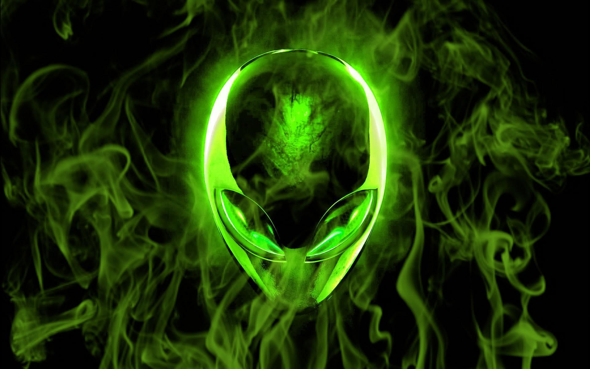 Green Alien and Smoke Full HD Wallpaper
