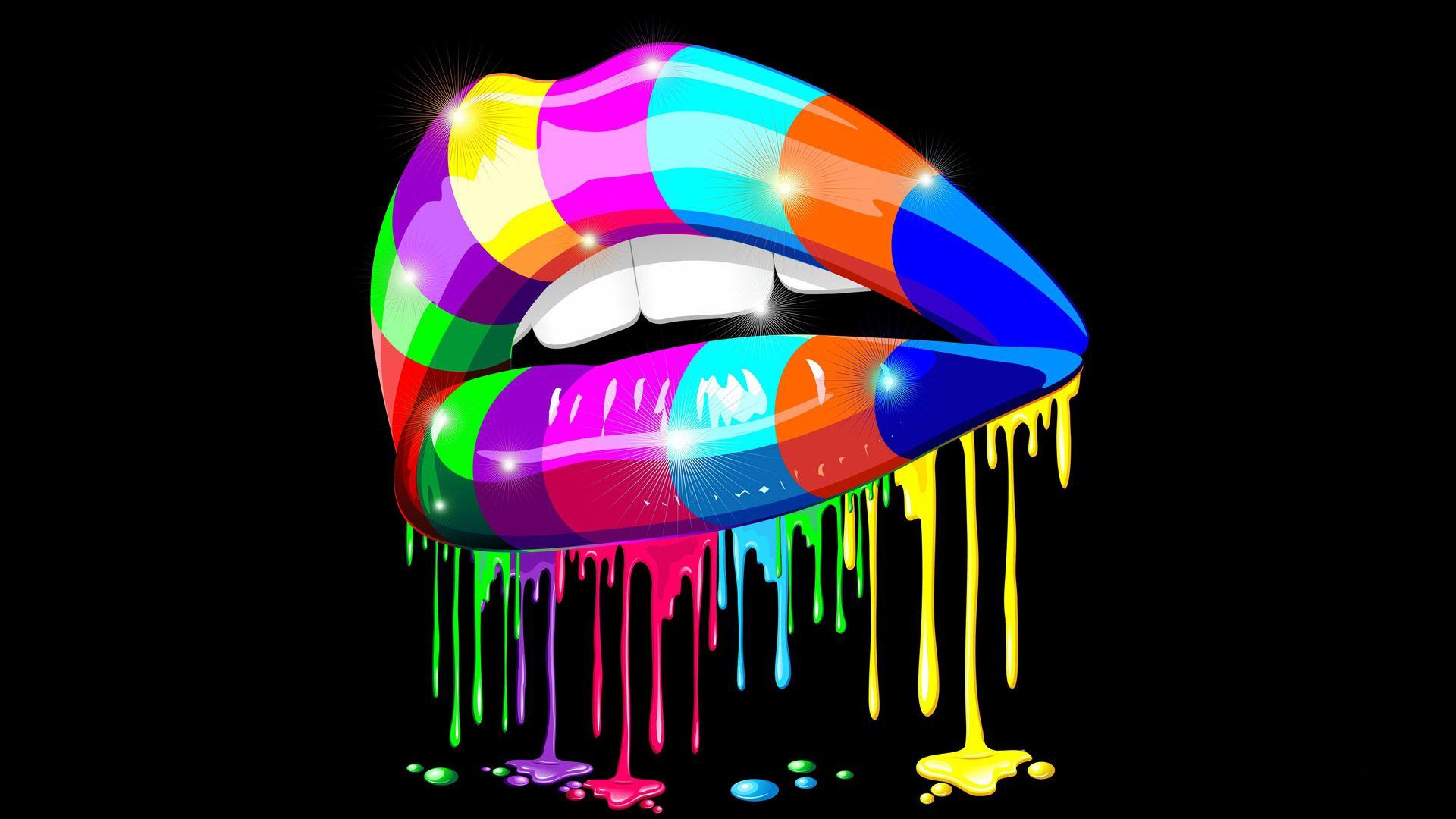 Rainbow Lips Full HD Wallpaper and Background Imagex1080