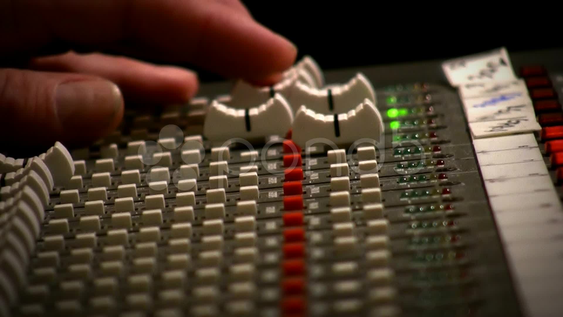 Close up Engineer mixing console recording studio Video