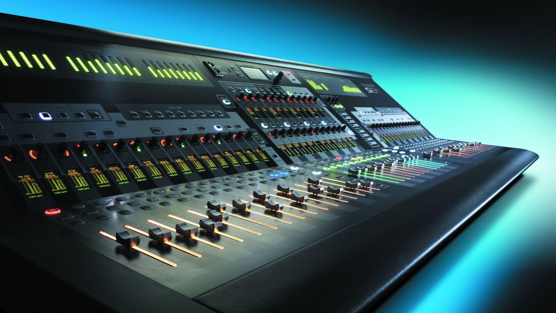 Download Wallpaper 1920x1080 column, regulators, studio mixer, audio