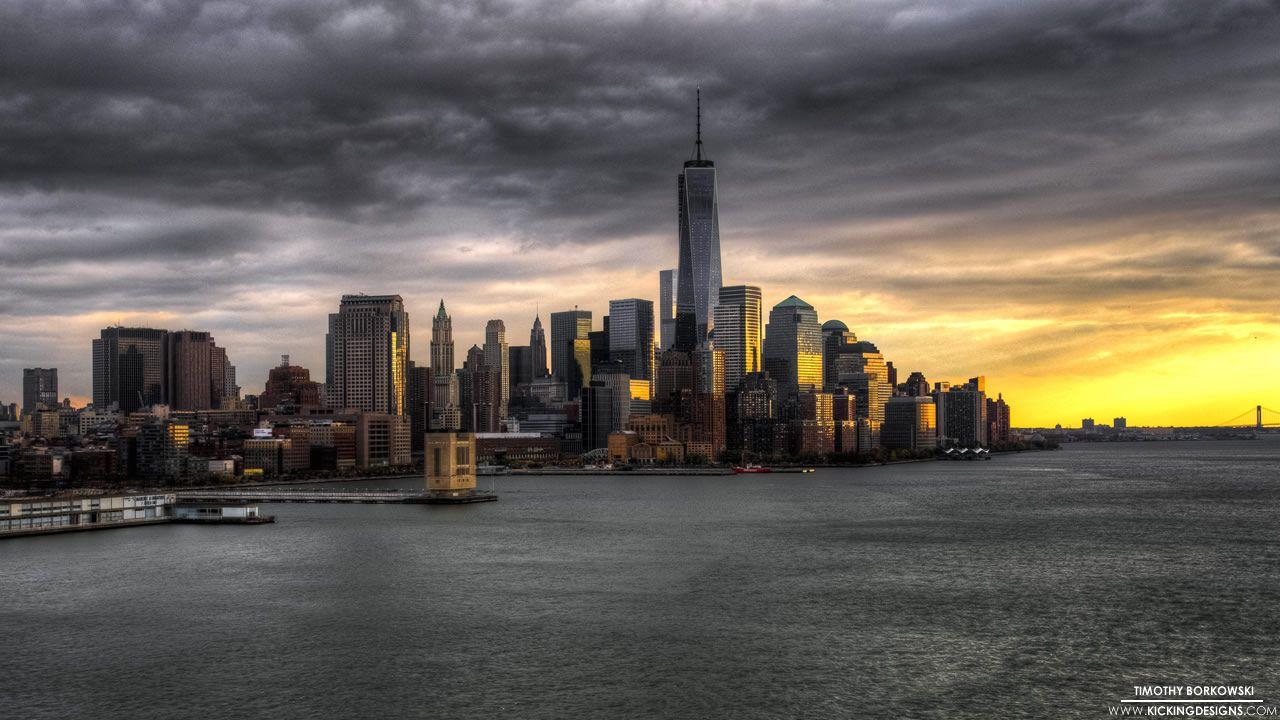 Lower Manhattan Sunset 11 30 2013 Wallpaper Background