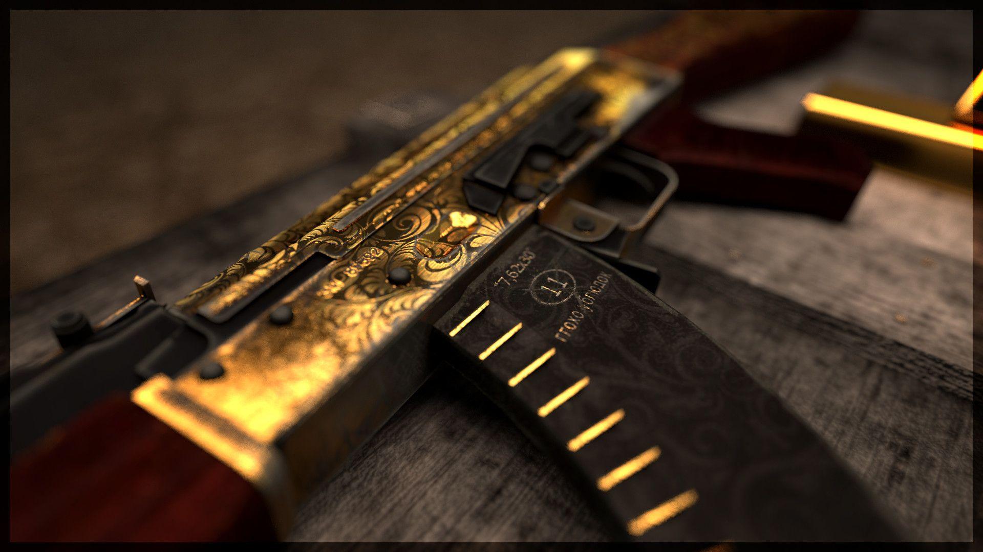 Gold Guns Wallpaper Ak 47