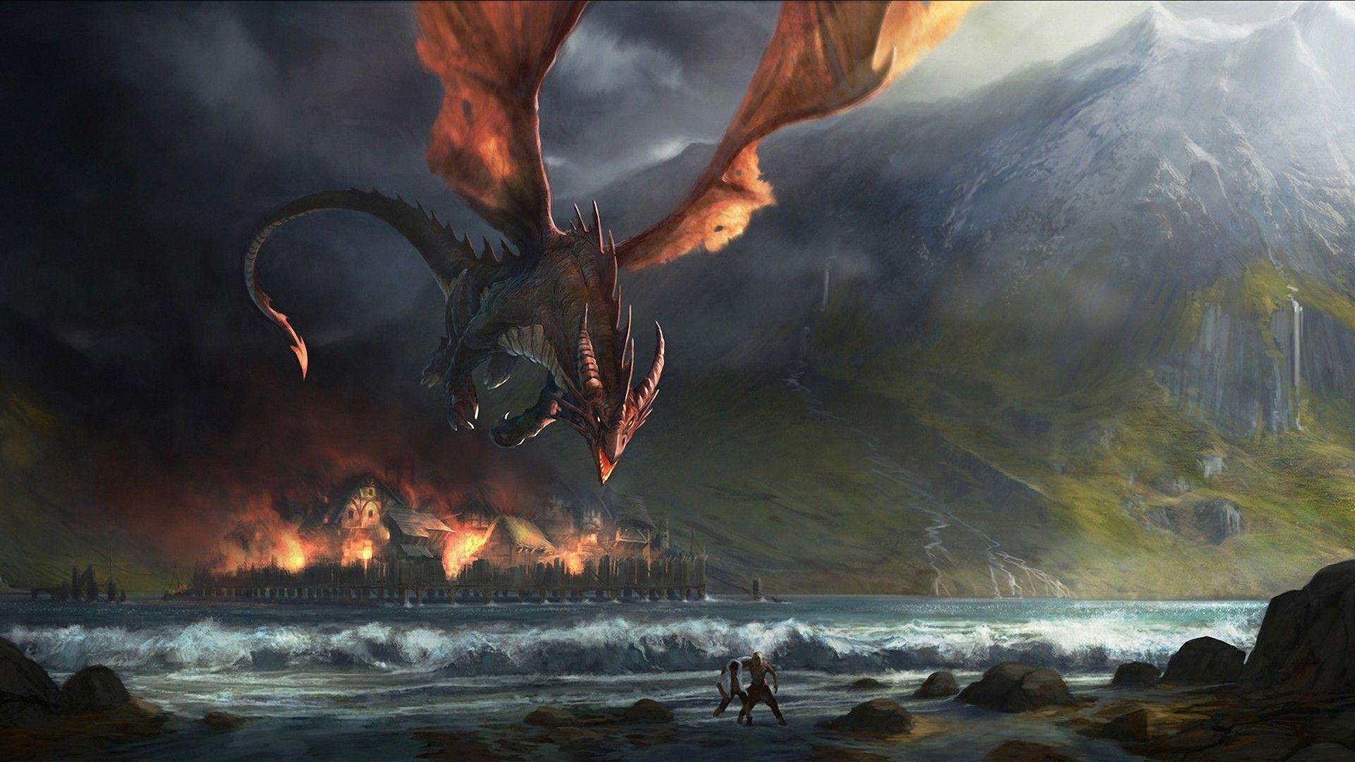 The Hobbit Wings and Dragons HD desktop wallpaper, Widescreen