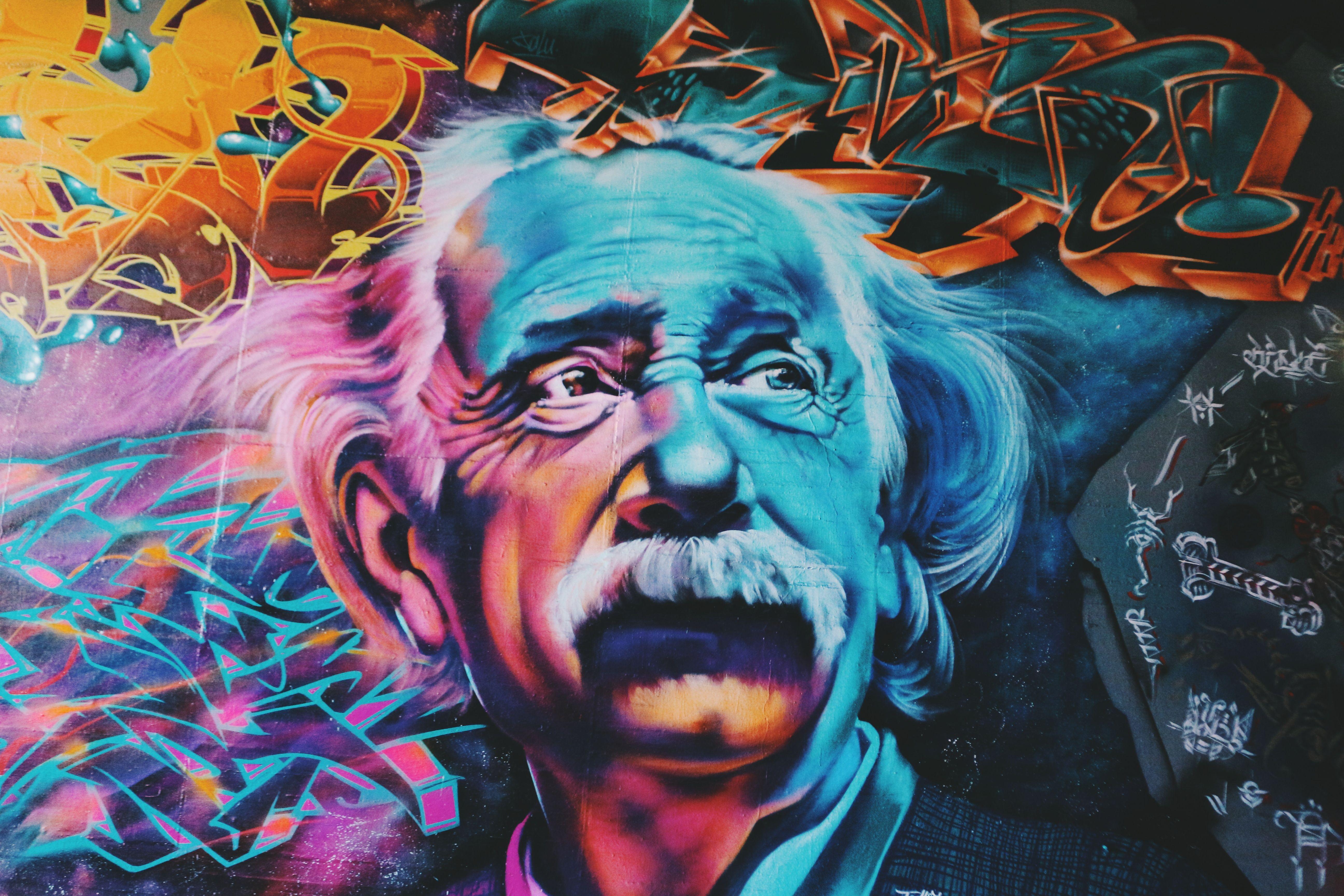 Albert einstein art colorful colourful graffiti wallpaper