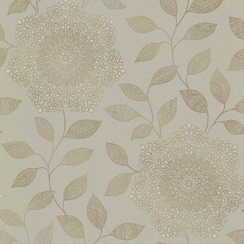 Kenneth James Shirazi Taupe Bohemian Floral Wallpaper Sample 2618