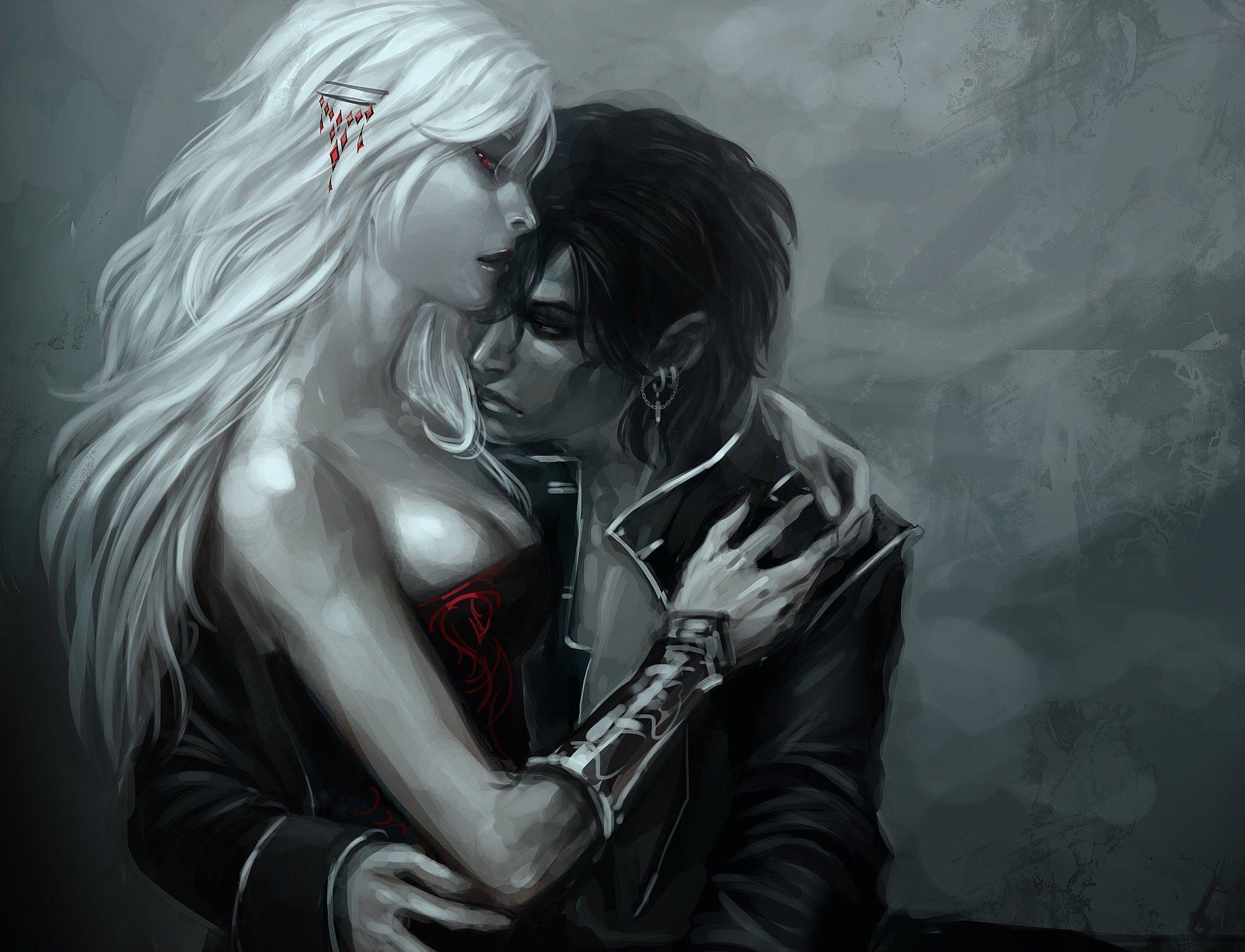 Romantic Vampire Couples. Couple Artwork Wallpaper 1024x783 Vampire