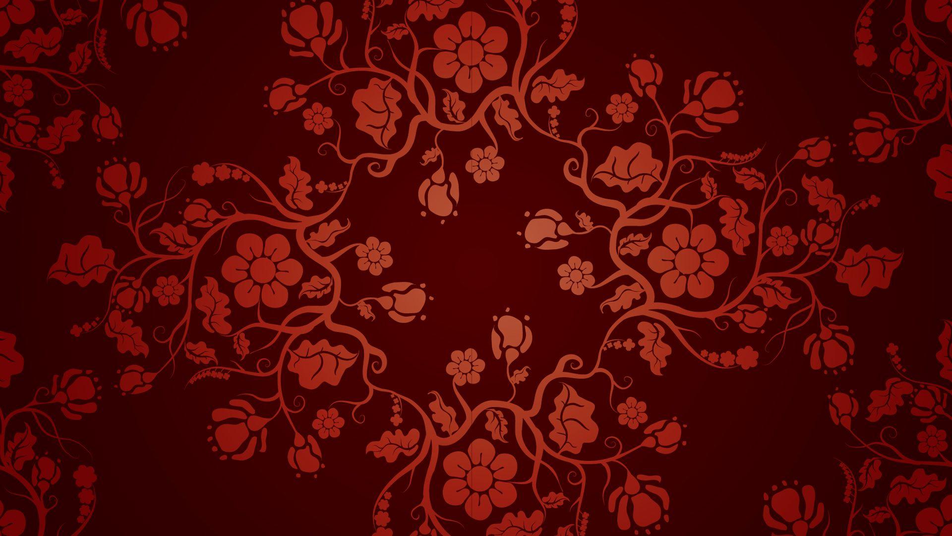 Floral Texture Patterns Red Background Vector Art