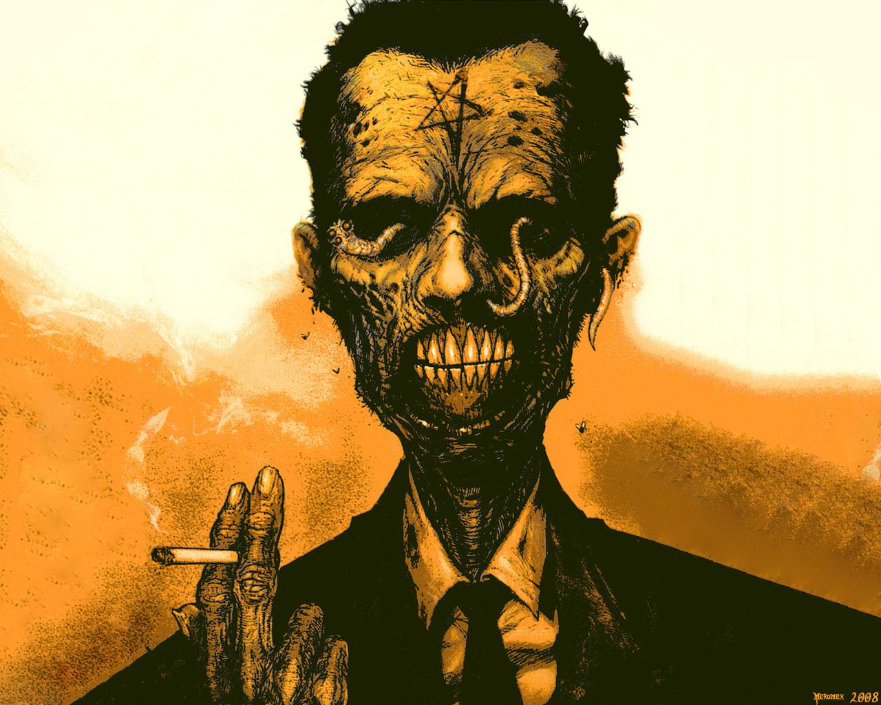 smoking zombie in suit wallpaper from Zombie wallpaper
