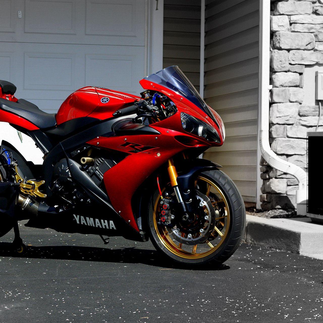 Download wallpaper 1280x1280 yamaha, r red, sportbike ipad, ipad 2