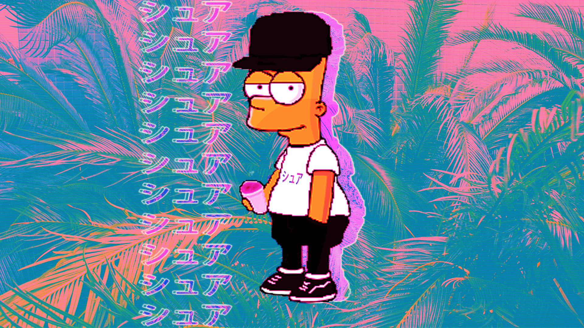 Vaporwave Bart Simpson Wallpaper