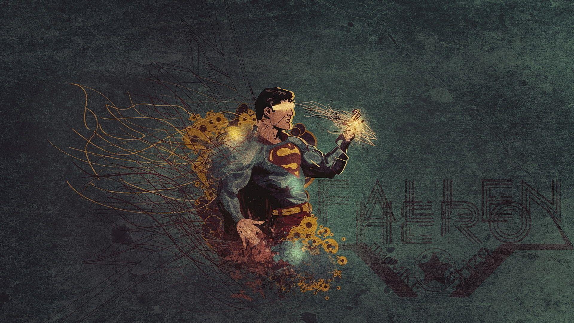 Download Wallpaper 1920x1080 superman, drawing, vector, black Full