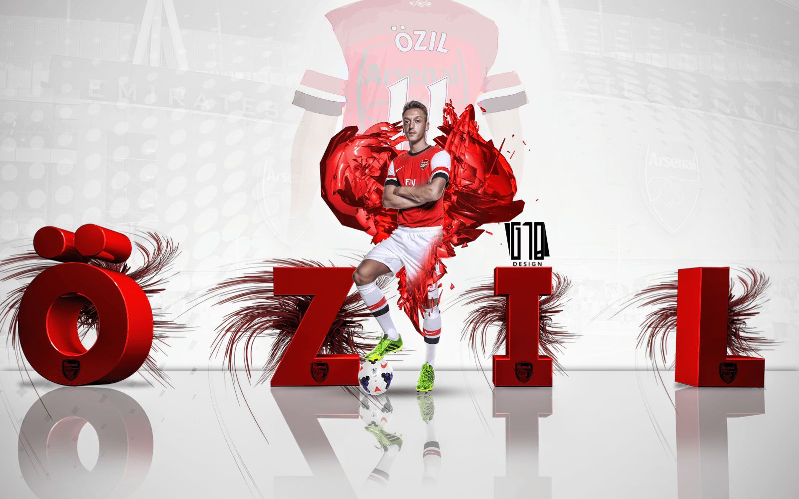 Mesut Ozil 3D Name Sport Wallpaper Arsenal Fre Wallpaper