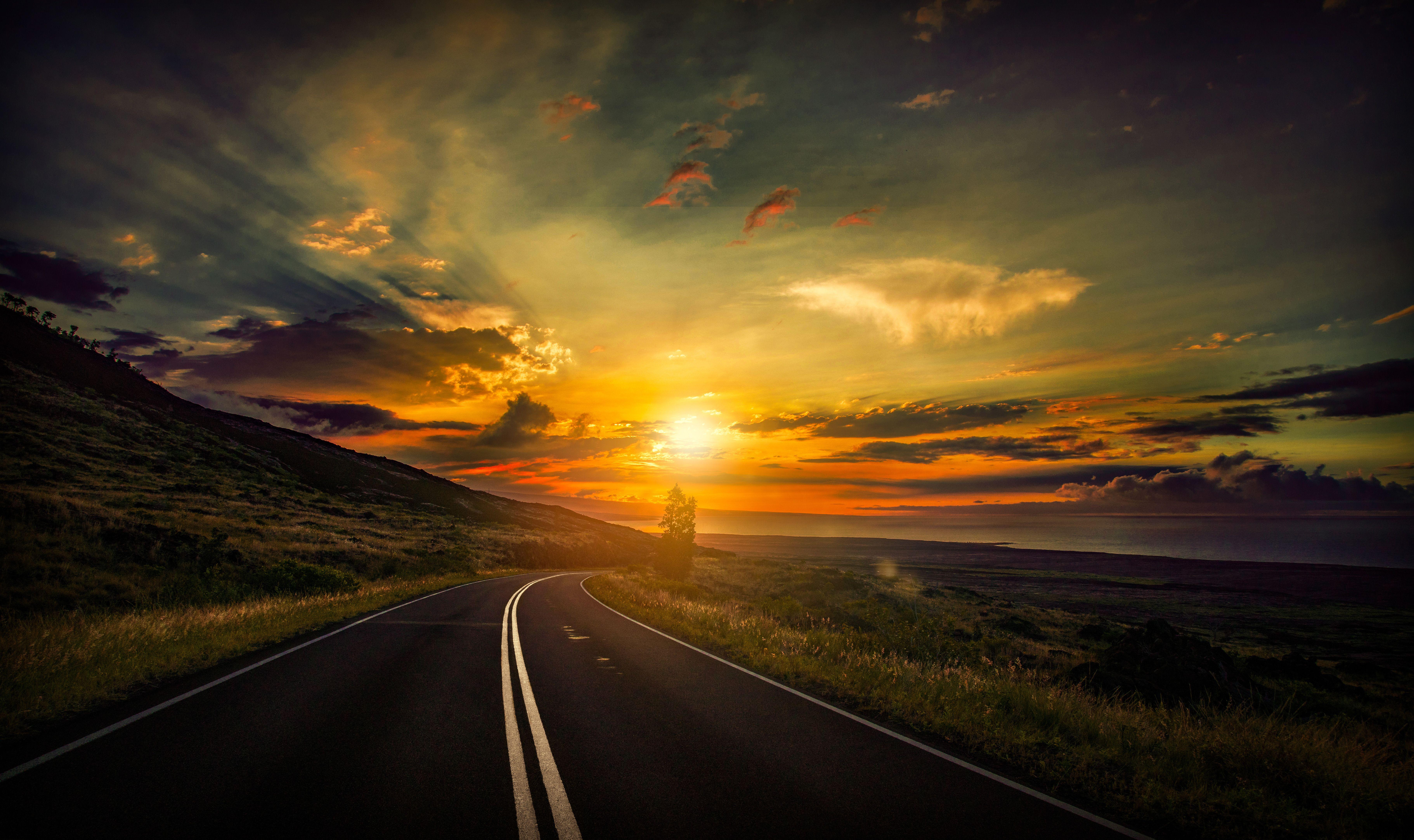 Cool Sunset Road View 8k, HD Nature, 4k Wallpaper, Image