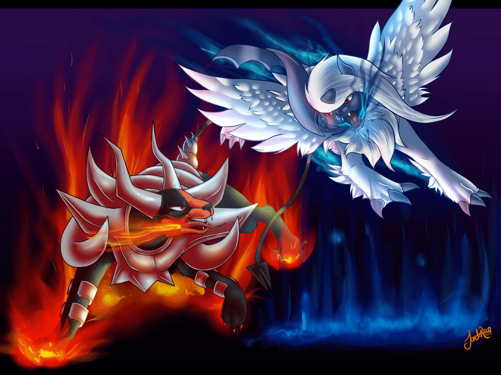 Mega Houndoom Vs. Mega Absol by xxMoonwish. PokemonLake