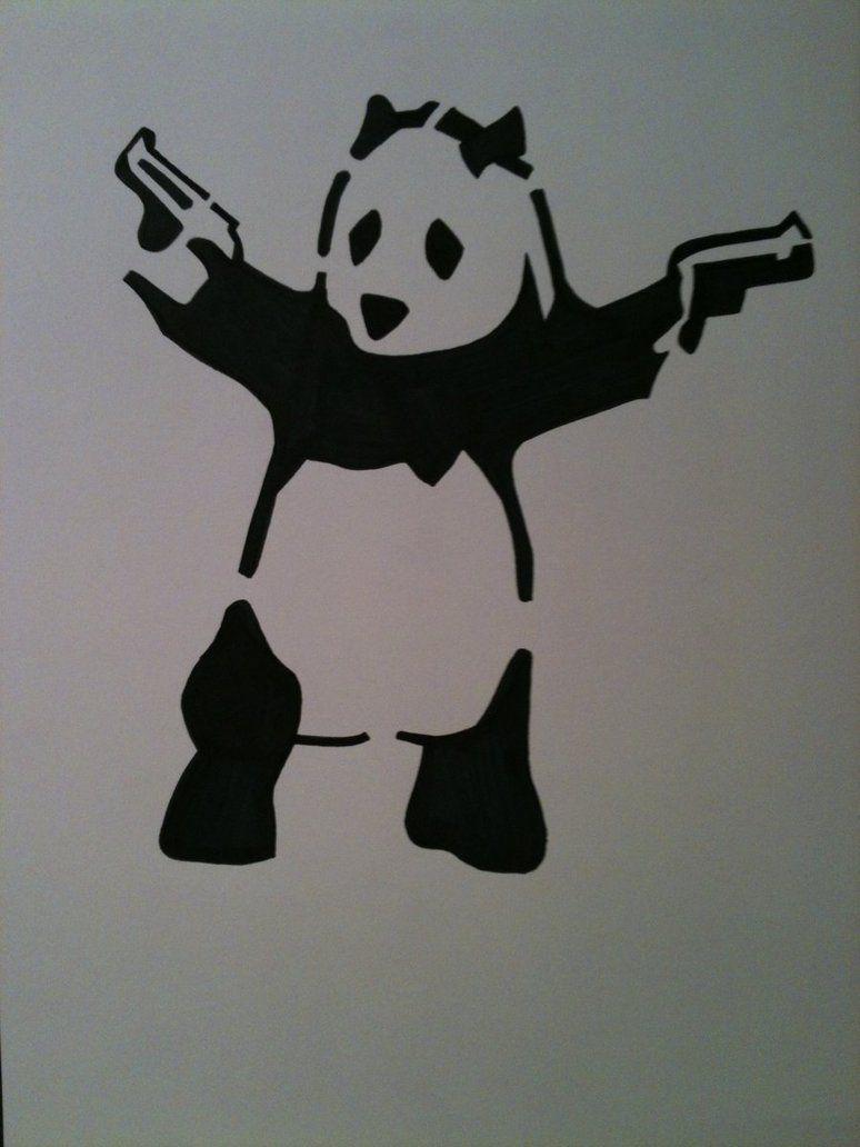 Banksy Panda with handguns