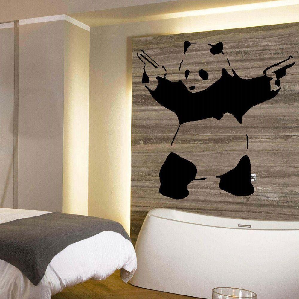 Large Banksy Panda Art Bedroom Wall Mural Stencil Sticker Transfer