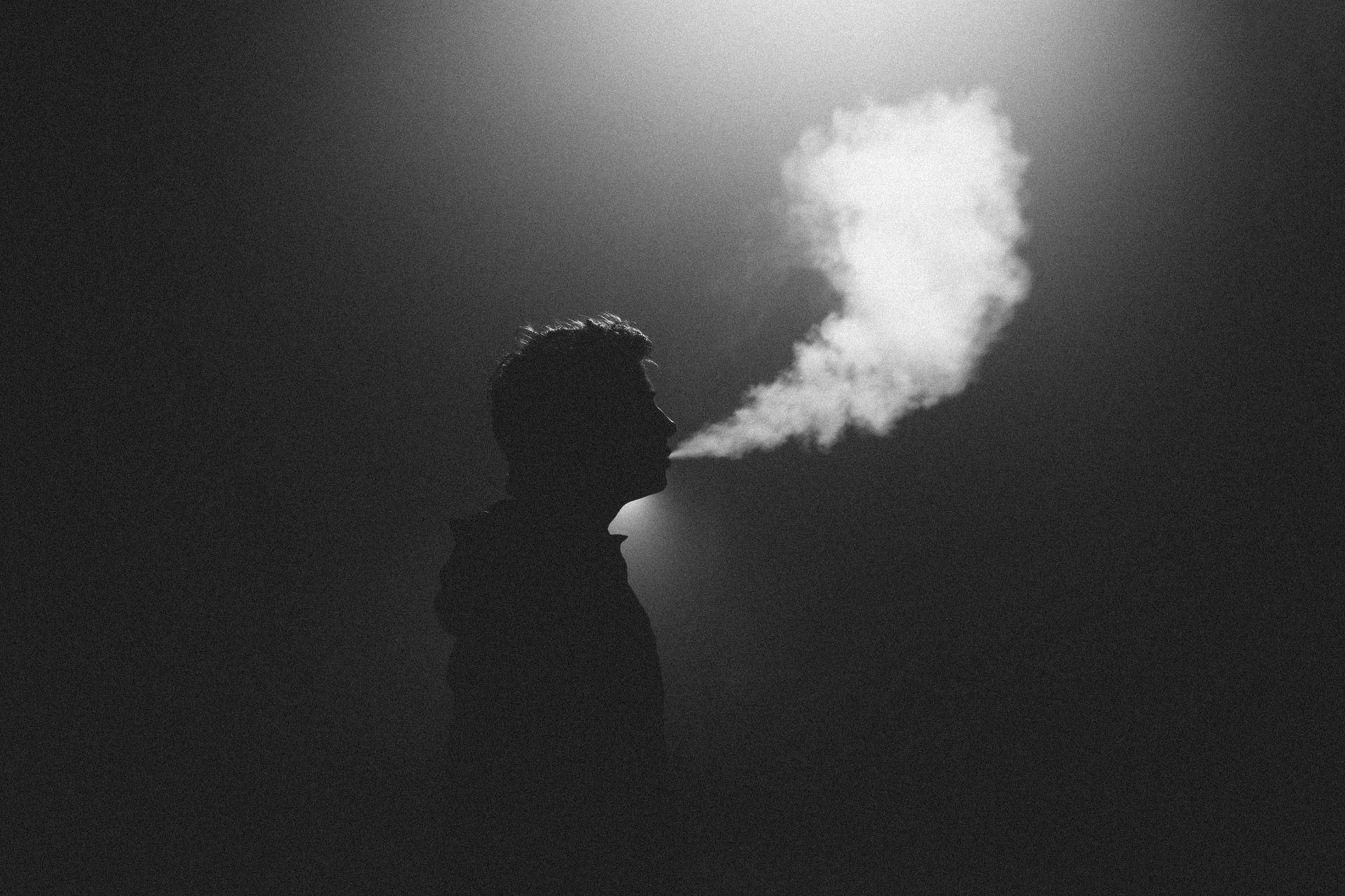 men smoking silhouette light smoke HD wallpaper