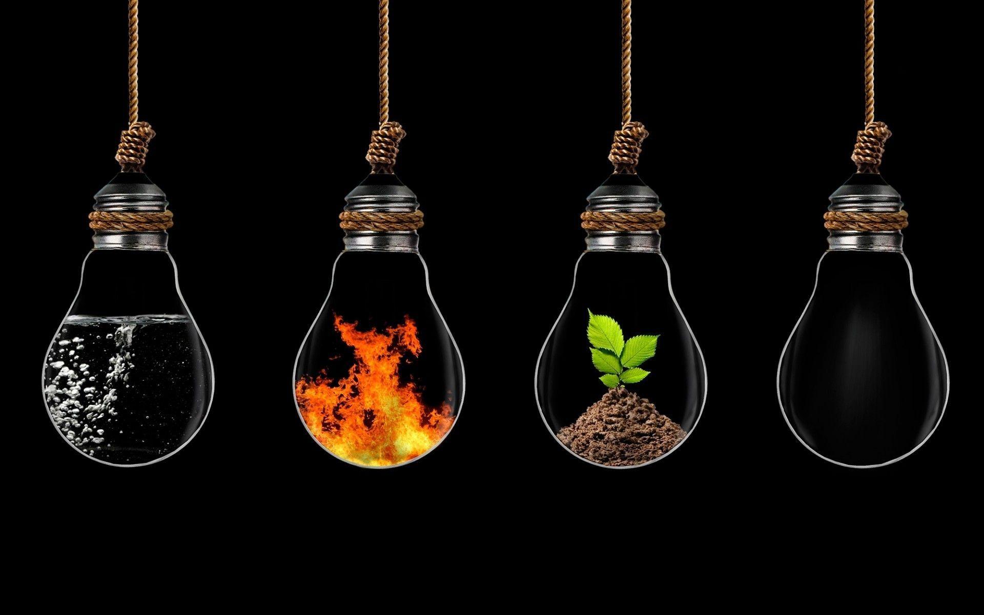The Four Elements Of Life (1920×1200). Light Bulb Art, Element Lighting, Bulb