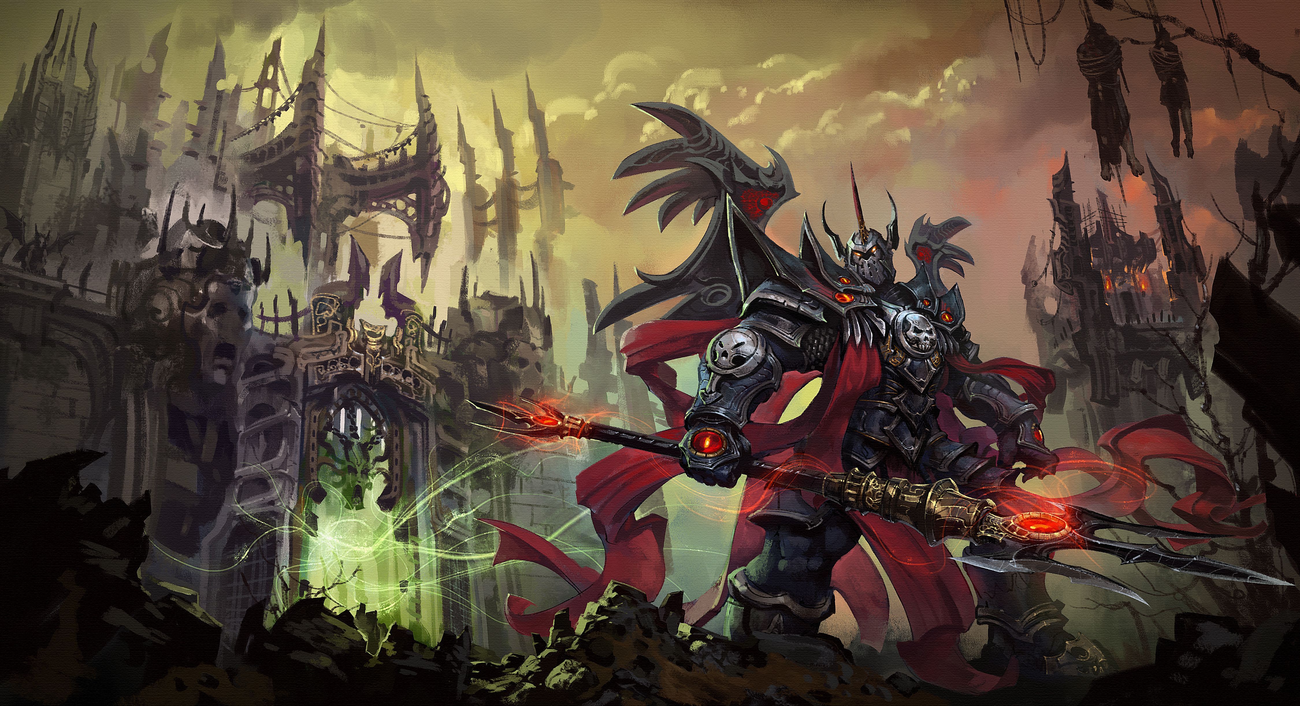 Warhammer 40000 Warrior Armor Trident Fantasy Games wallpaper