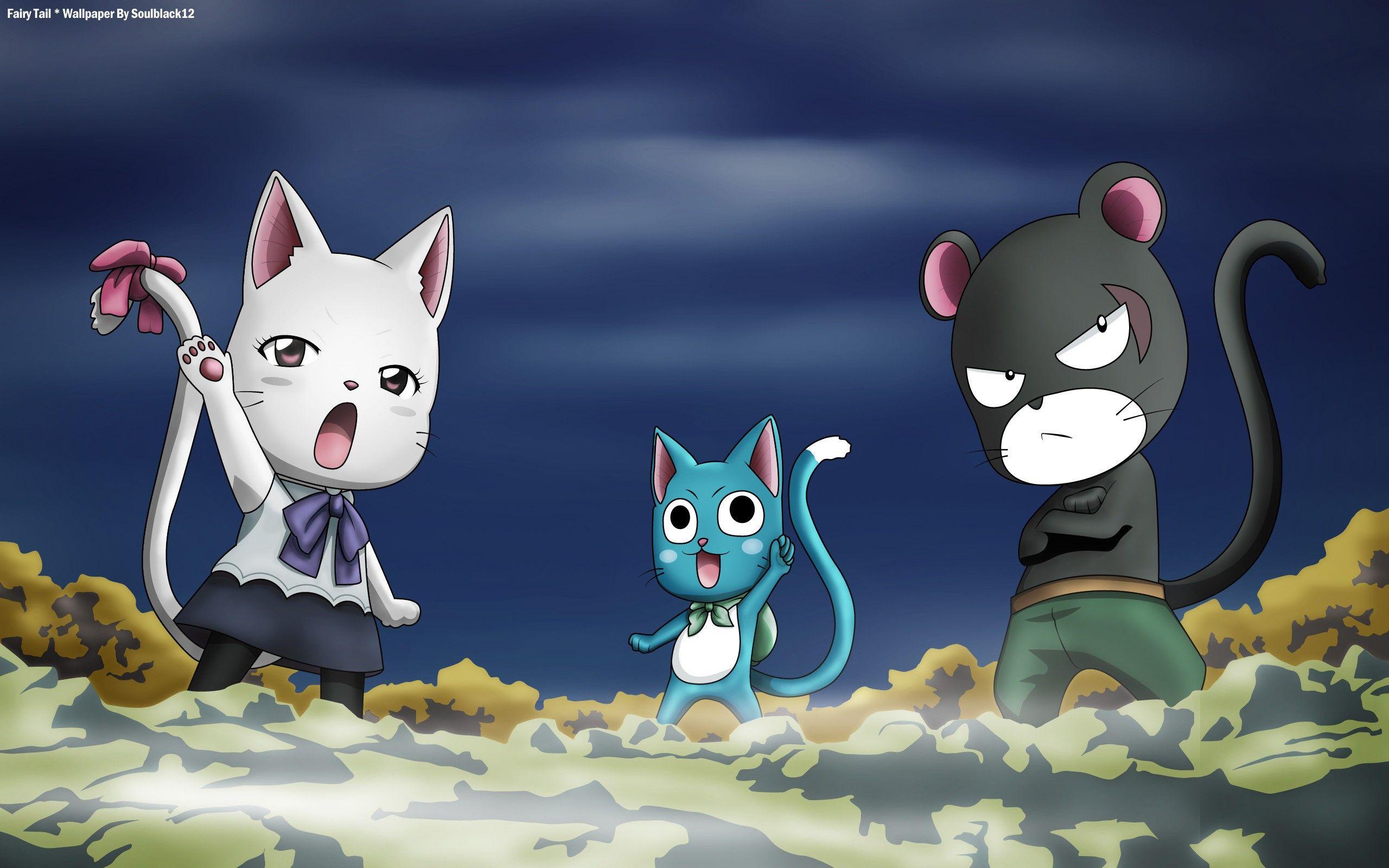 happy, cats, Fairy Tail, anime wallpaper