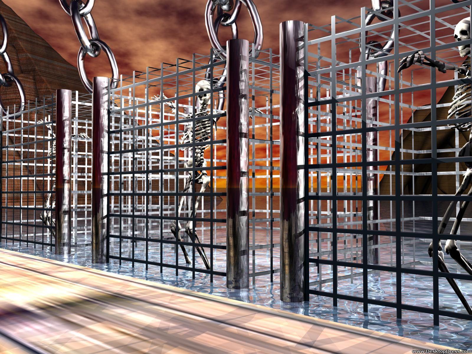 Desktop Wallpaper 3D Background Skeleton Prison