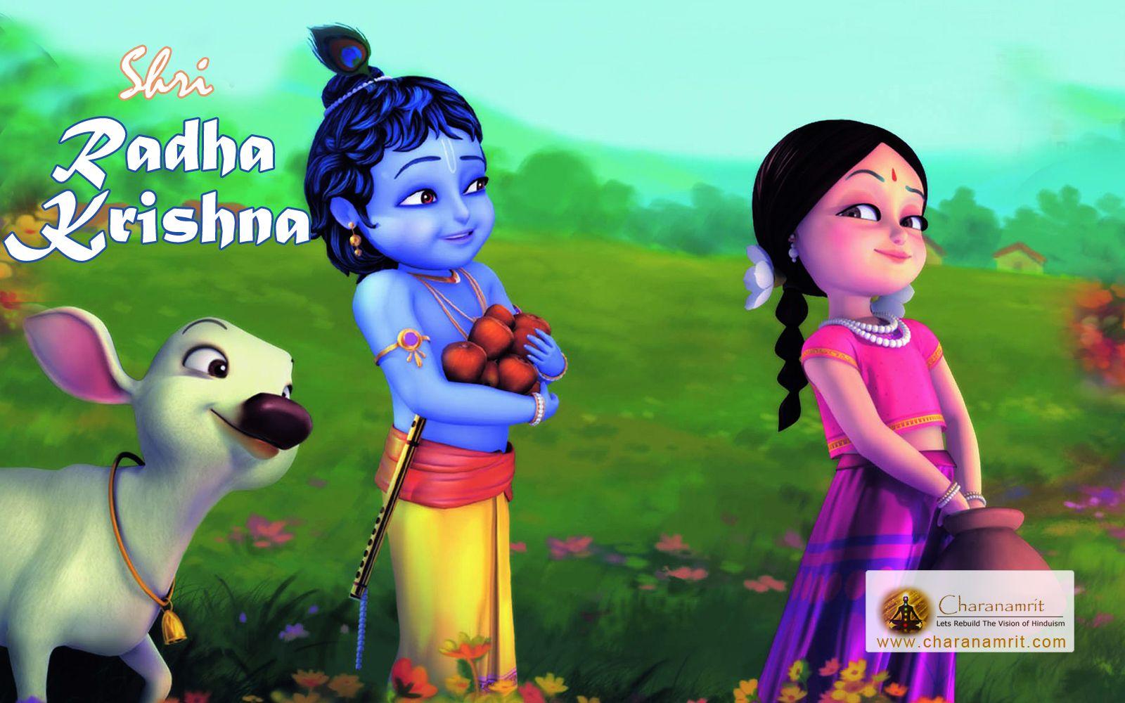 Bal Shri Radha Krishna beautiful 3D HD Wallpaper for free download