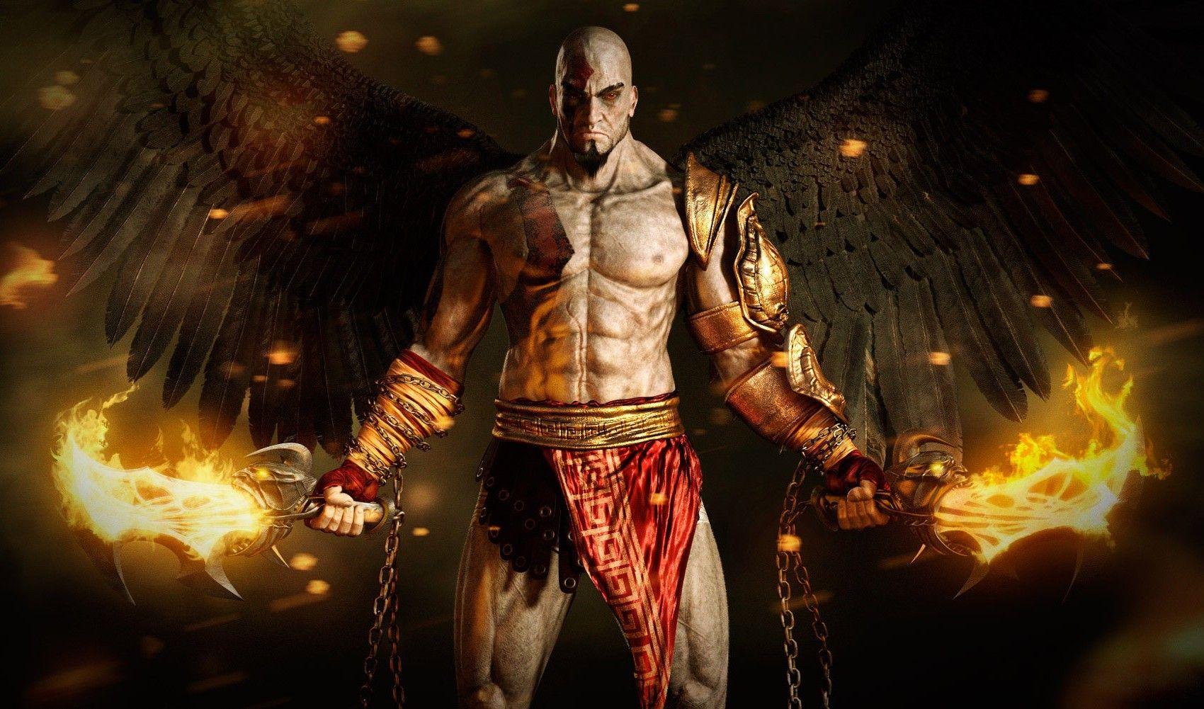 Wallpaper, 1700x1001 px, God of War, Kratos, video games, wings