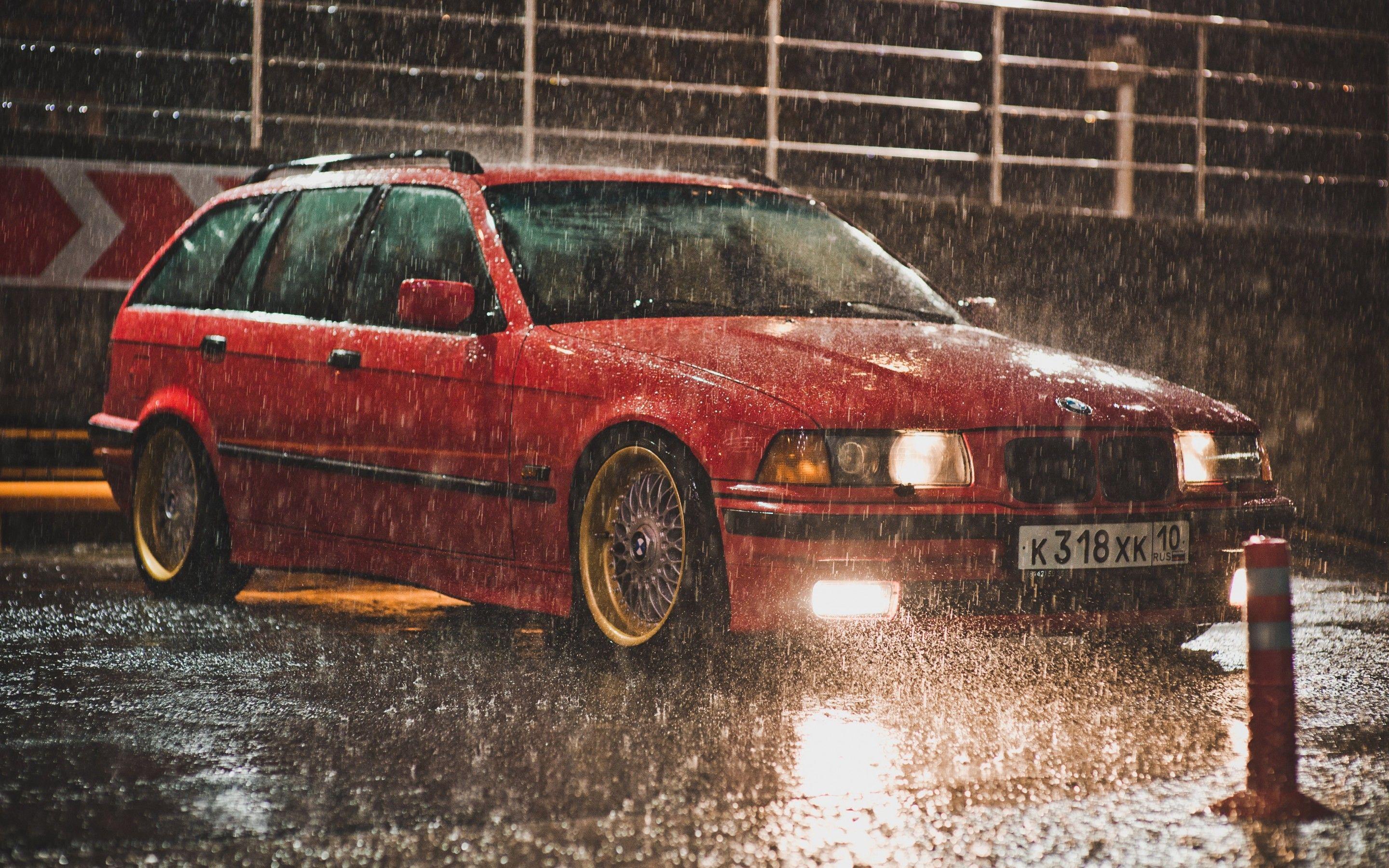 BMW e36 Touring red BBS rain tuning wallpaperx1800