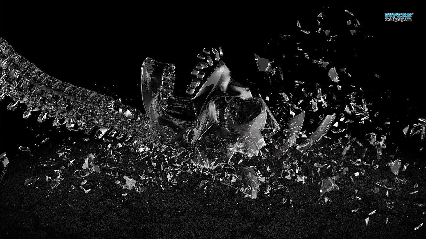 Broken Glass Skull HD Desktop Wallpaper, Instagram photo, Background