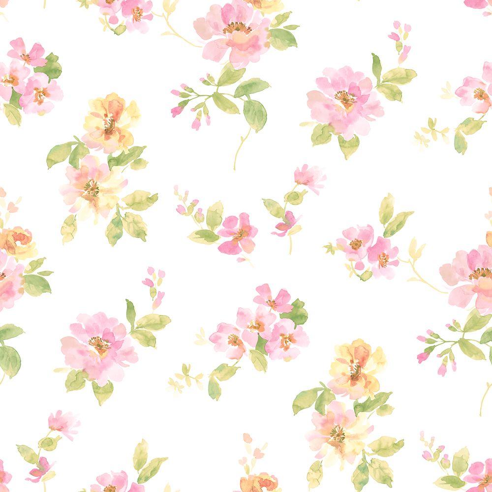 Chesapeake Captiva Pink Watercolor Floral Wallpaper DLR54594