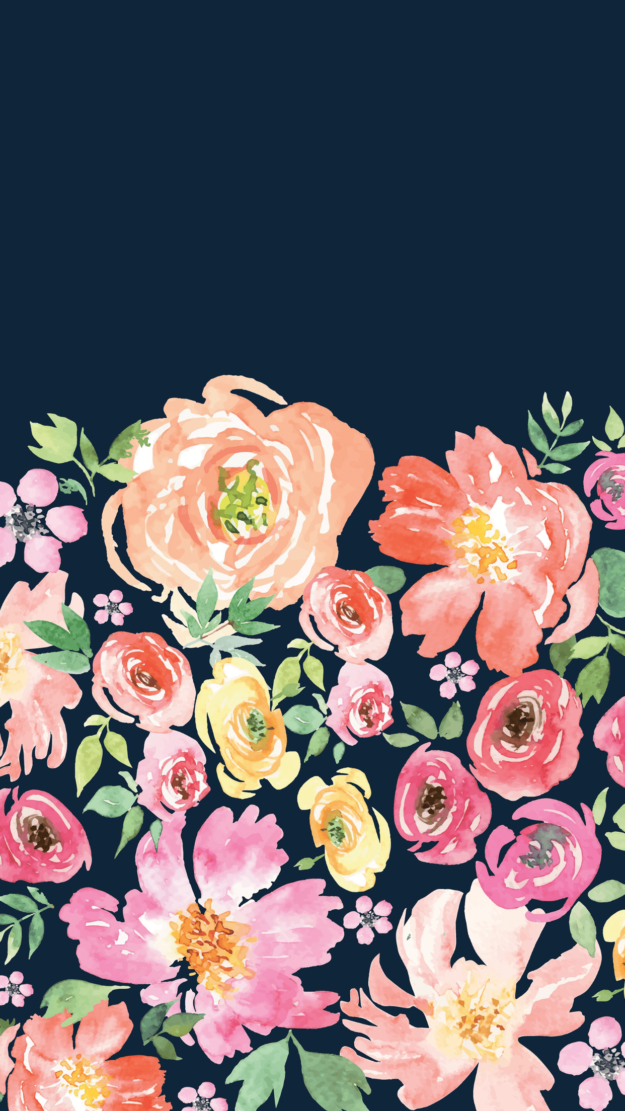 Navy floral wallpaper #iPhoneBackground. kira in 2019