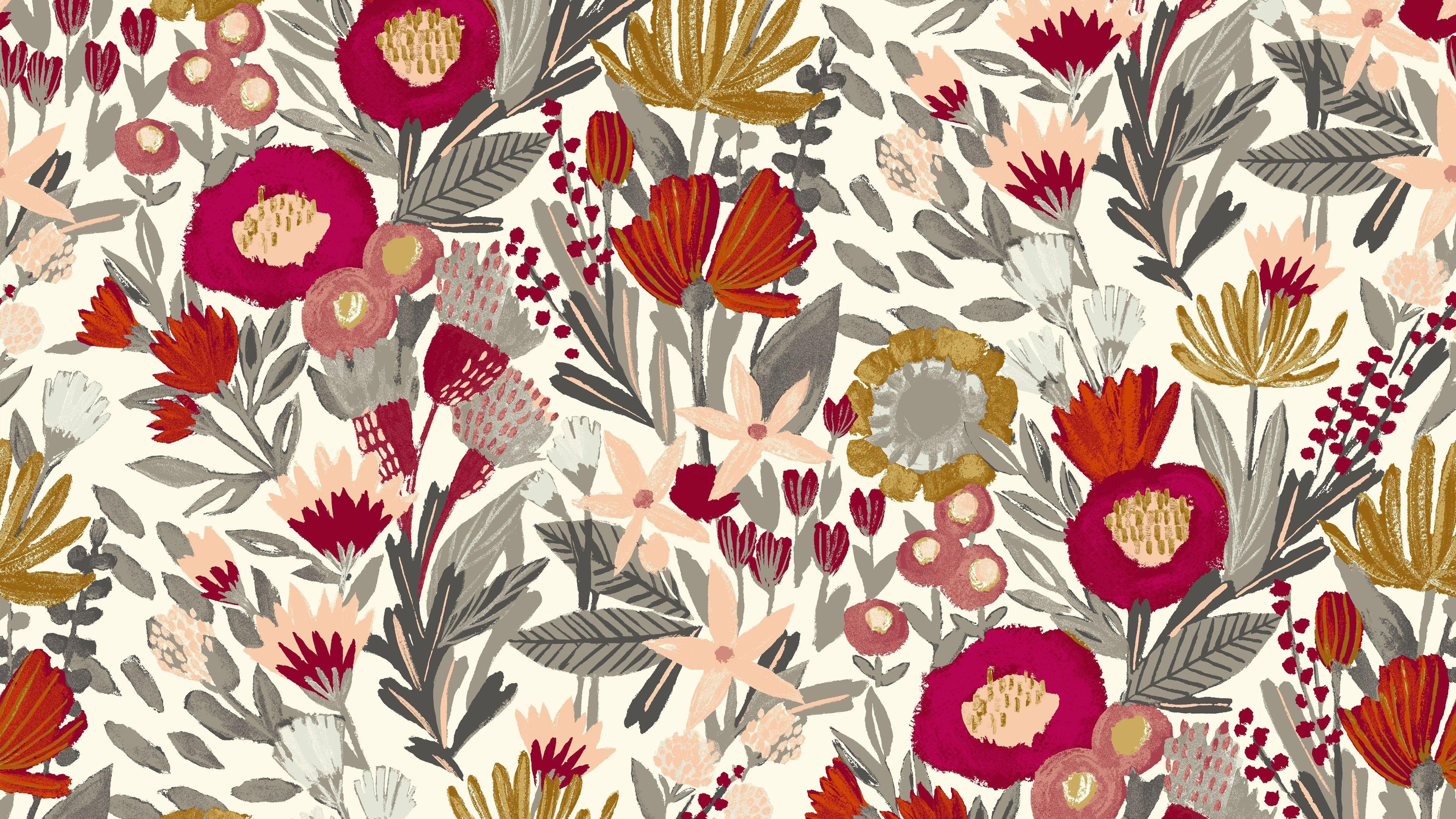 Vintage Floral Wallpaper in 4K with 3840x2160 Wallpaper. Wallpaper Download. High Resolution Wallpaper