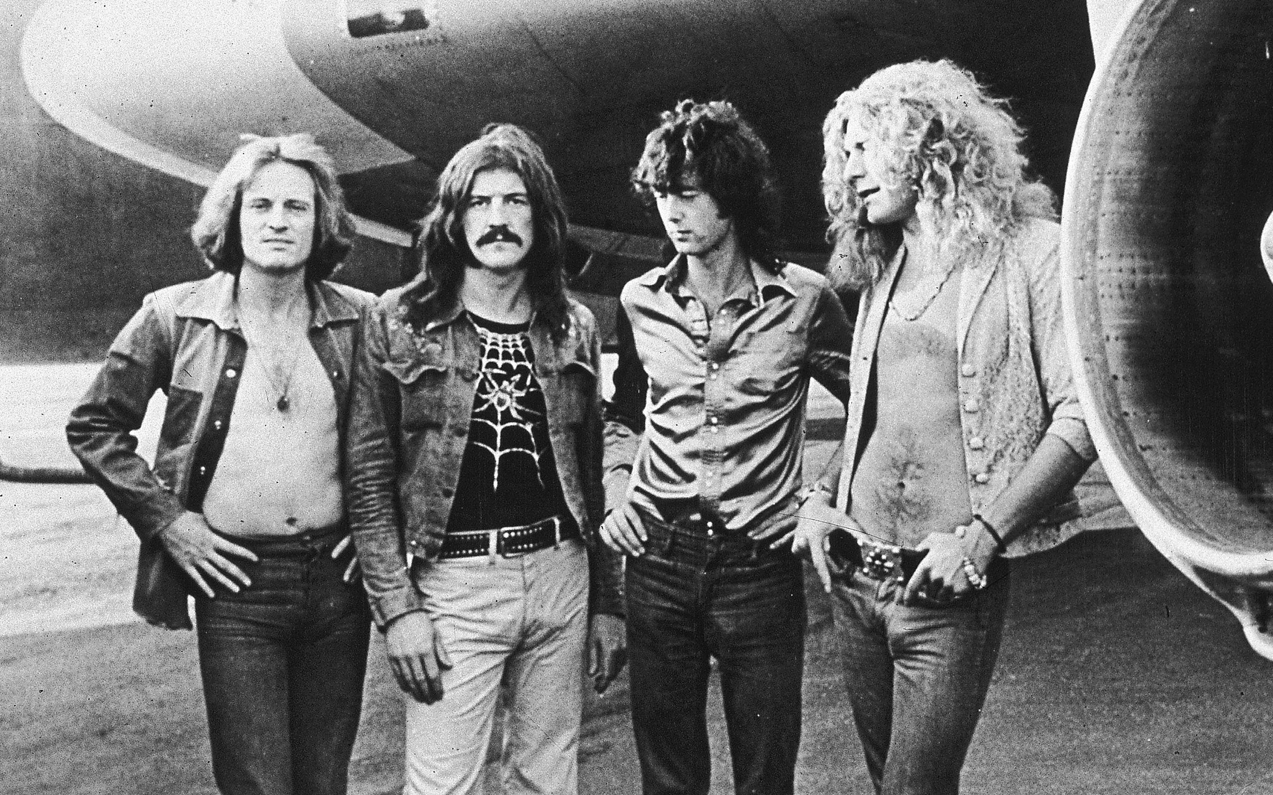Download wallpaper Led Zeppelin, Jimmy Page, John Bonham, Robert Plant, John Paul Jones, british rock band, retro photo for desktop with resolution 2560x1600. High Quality HD picture wallpaper