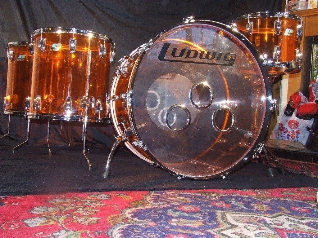 Ludwig Vistalite Drum Kit Amber drums shell pack John Bonham Led