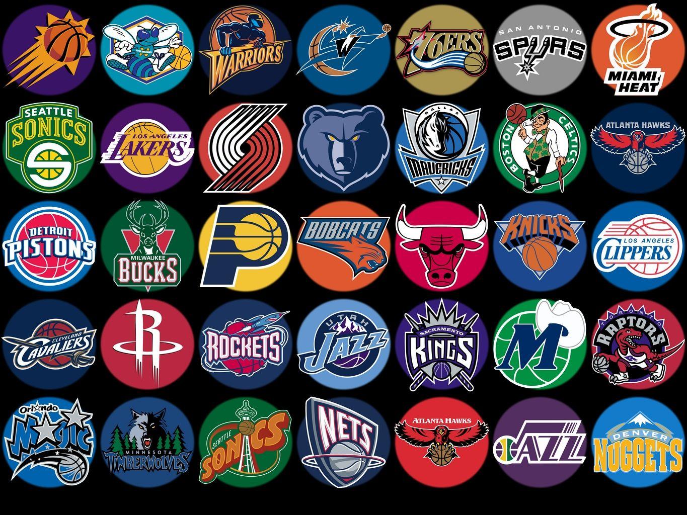 Logos of all NBA teams. Nba teams, Team wallpaper, Nba logo