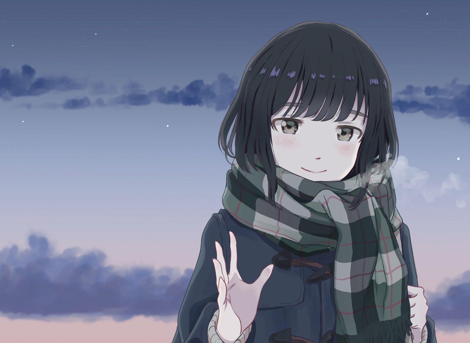 Cute Original Anime Girl Winter Scarf