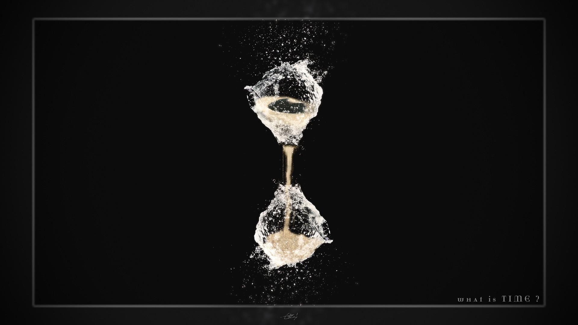 Hourglass water drops questions motivation black background time