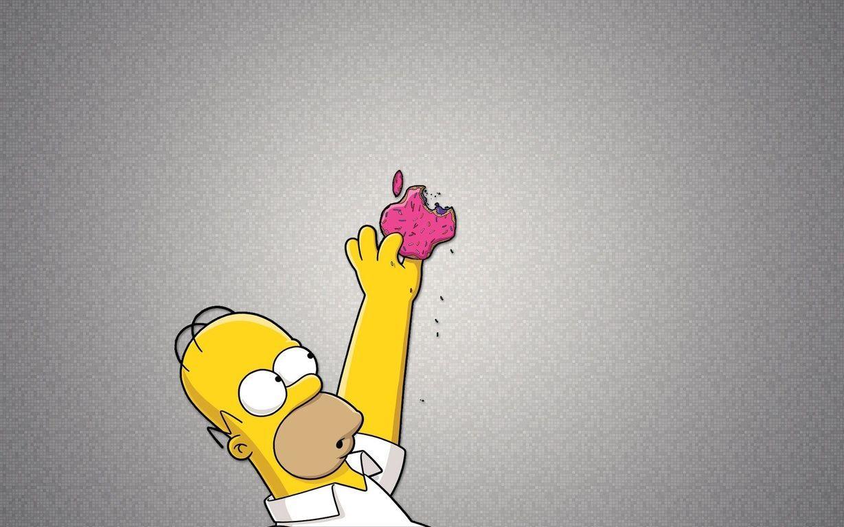 Homer reaching for Apple logo. <<<Toons>>> Simpsonize