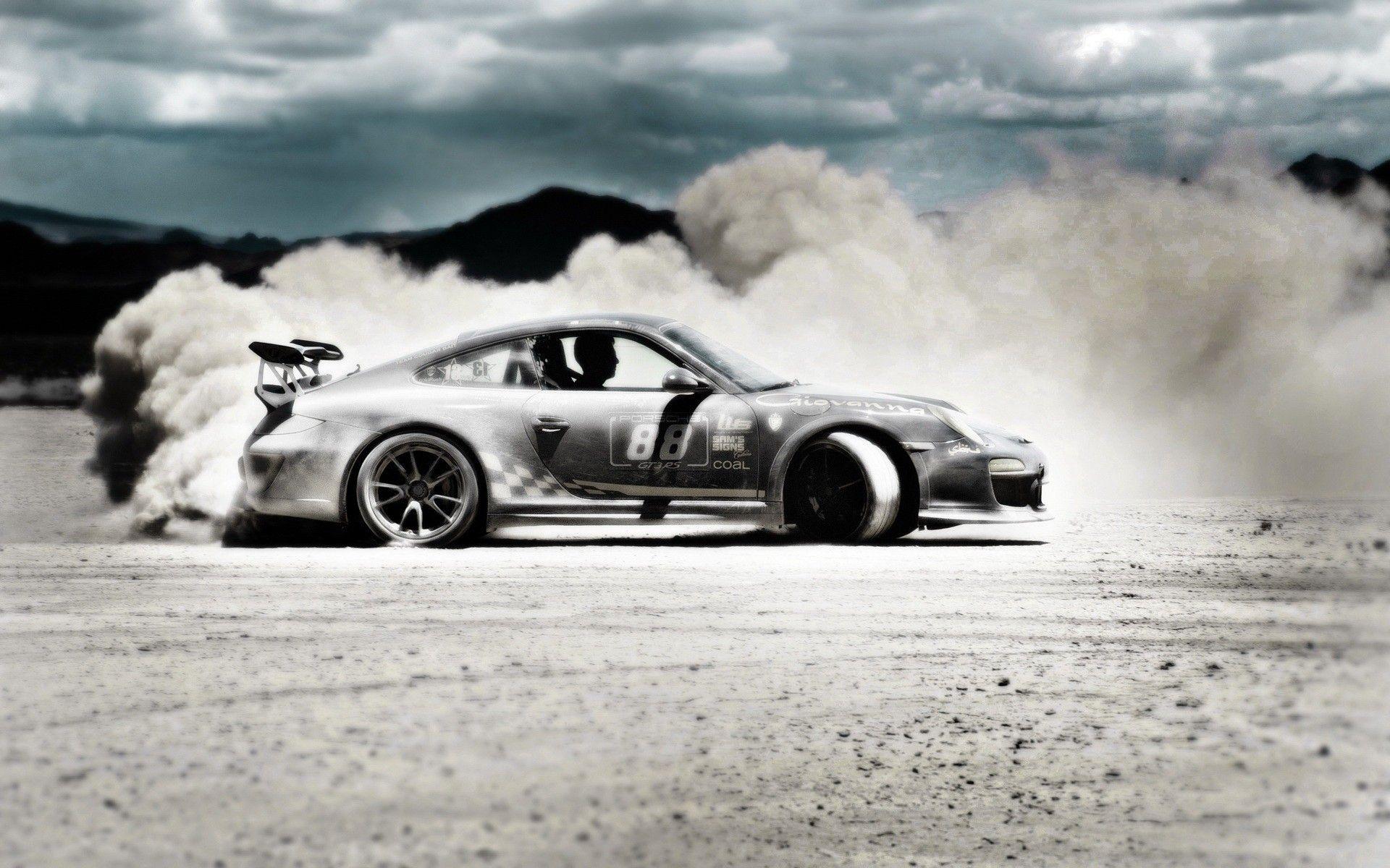 Wallpaper, desert, dust, Porsche sports car, drift, Porsche