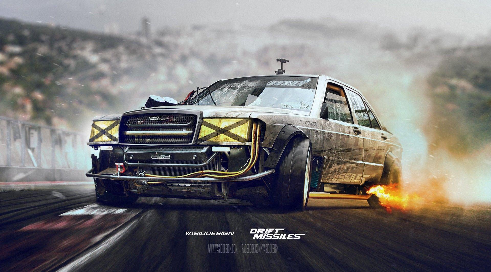 Mercedes Benz, Drift, Car, Adobe Photohop, Drift Missile Wallpaper