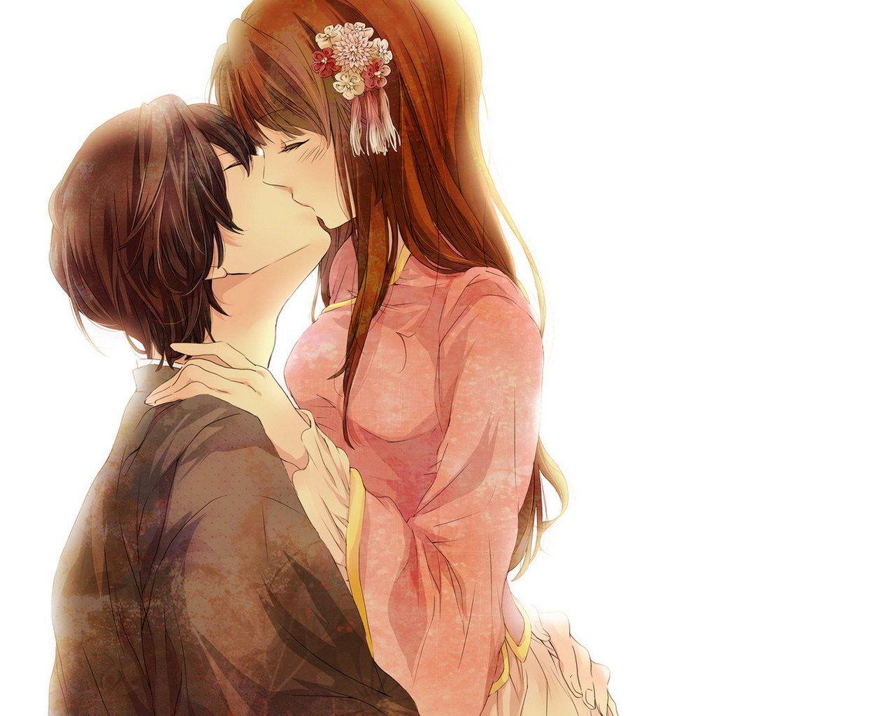 cute anime love kiss