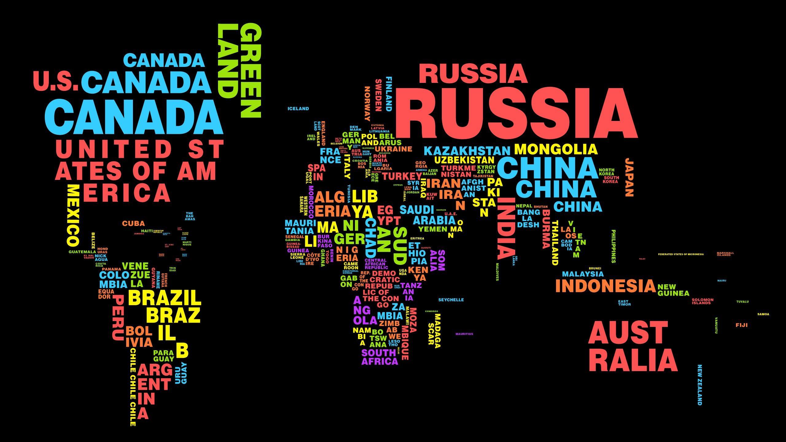 World Map With Countries Names HD 2560×1440