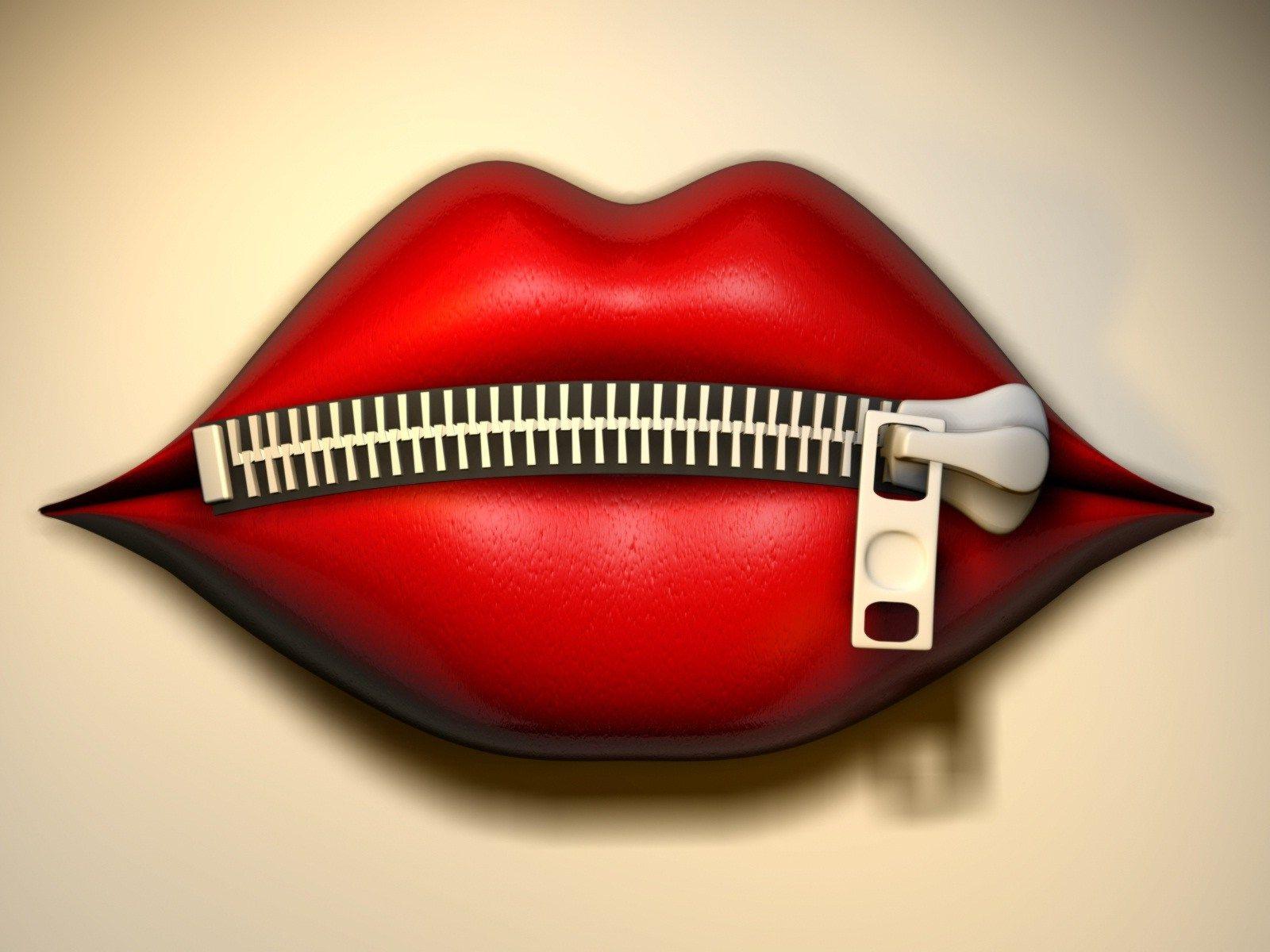 Red lips close by chain funny wallpaper HD Wallpaper