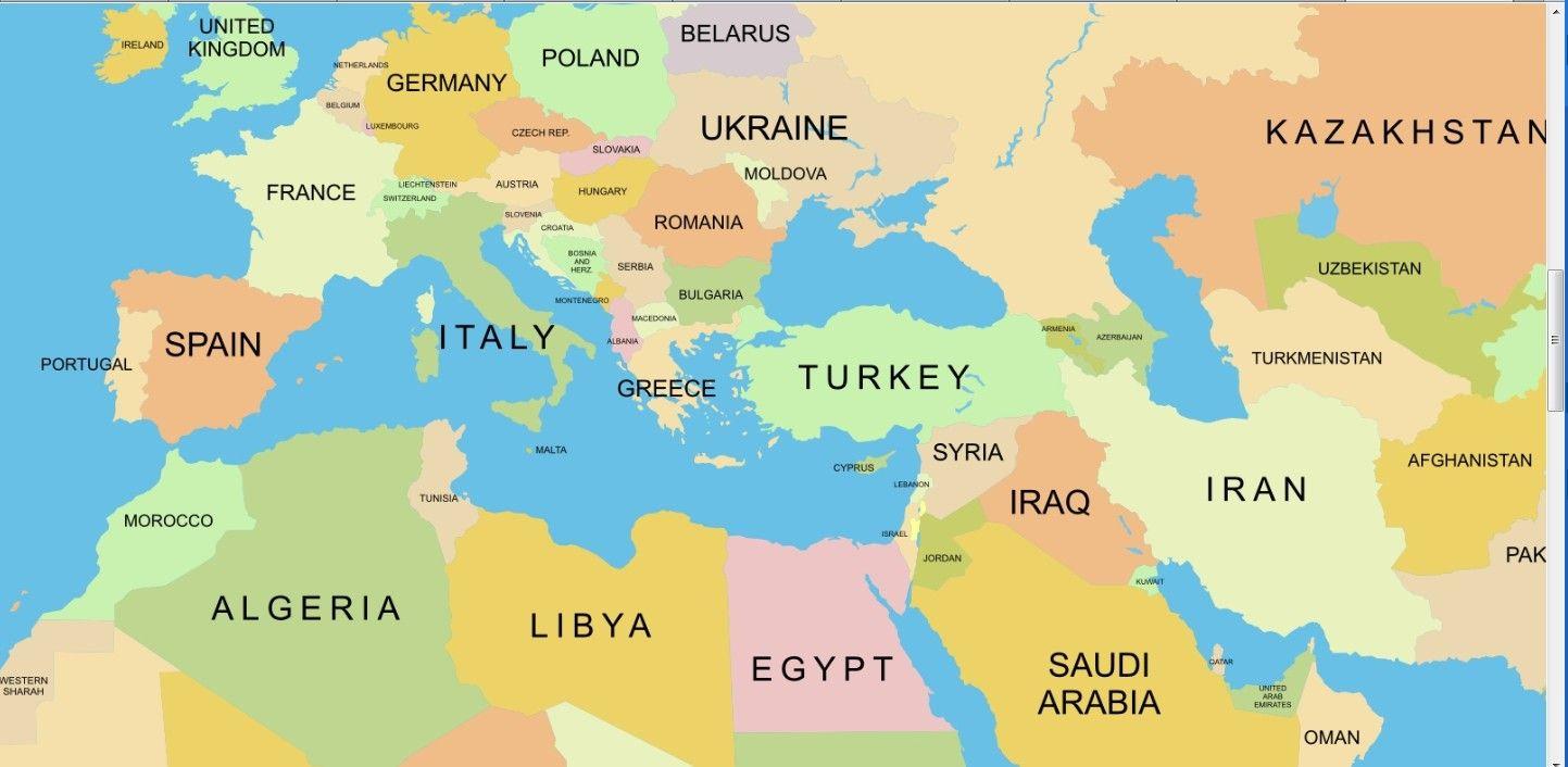 World Map With Countries Names Hd
